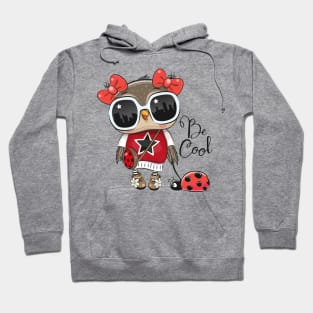 Cute fashion owl wearing sunglasses with a ladybug on a leash Hoodie